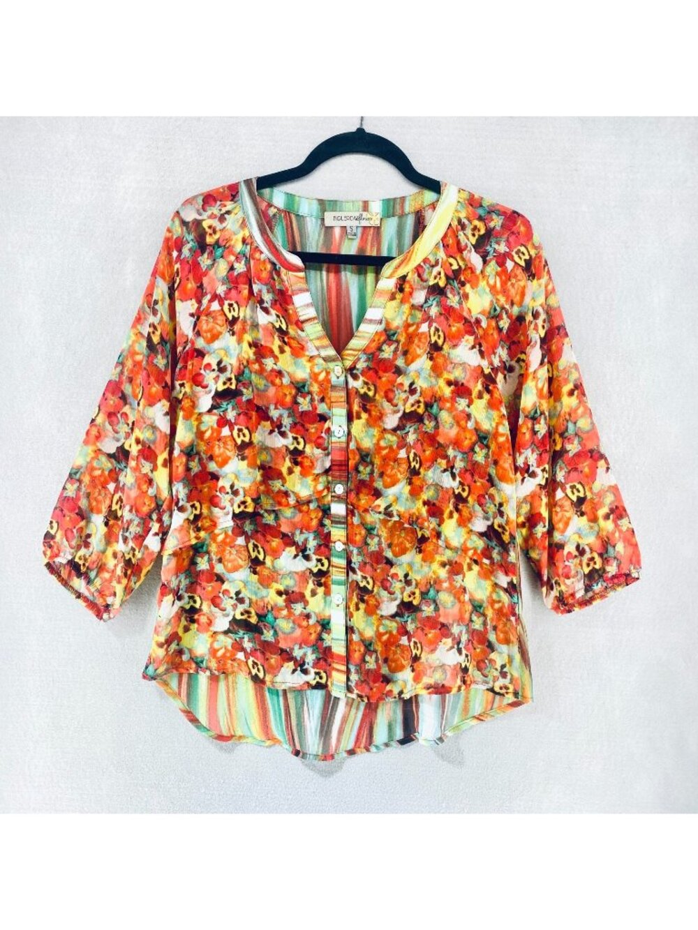 Figueroa & Flower Cottagecore Top Womens S Floral Button Up Blouse Boho